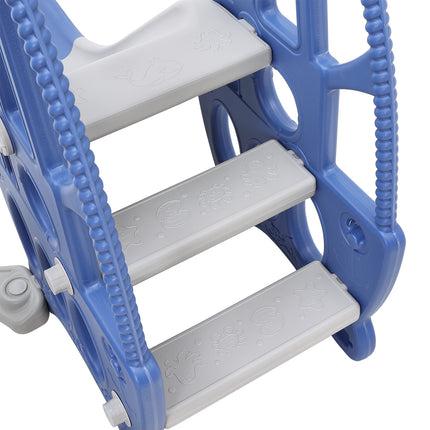 Kids 3 in 1 Toddler Swing and Slide Playset with Basketball Hoop Blue
