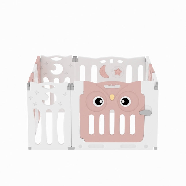 Kids Child Playpen Foldable Safety Gate Fence with Lock Pink 10 Panels