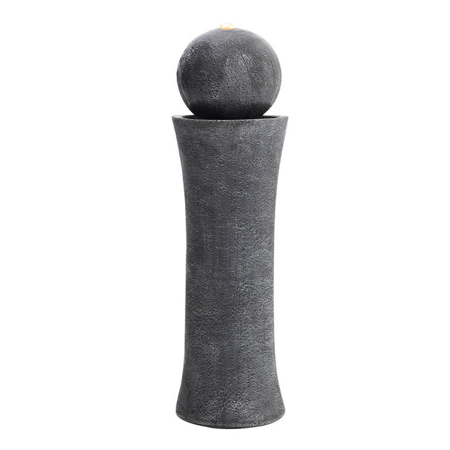 86cm H Dark Grey Sphere Electric Fountain Water Feature with LED Light