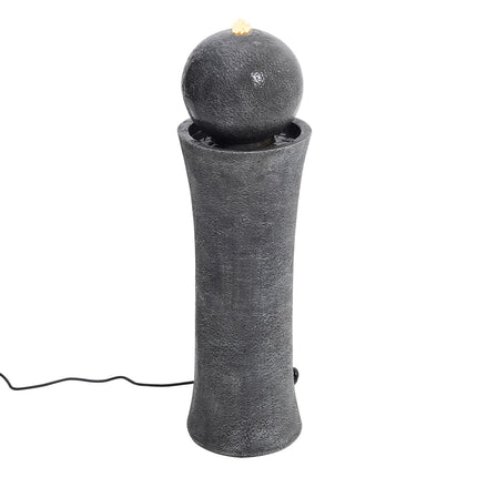 86cm H Dark Grey Sphere Electric Fountain Water Feature with LED Light