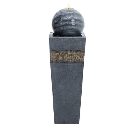 80cm Navy Sphere Electric Fountain Water Feature with LED Light