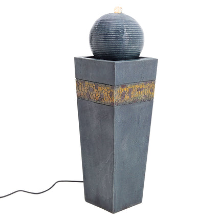 80cm Navy Sphere Electric Fountain Water Feature with LED Light