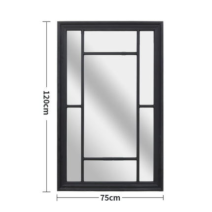 Black Large Frame Garden Wall Hanging Glass Mirror 75×120cm