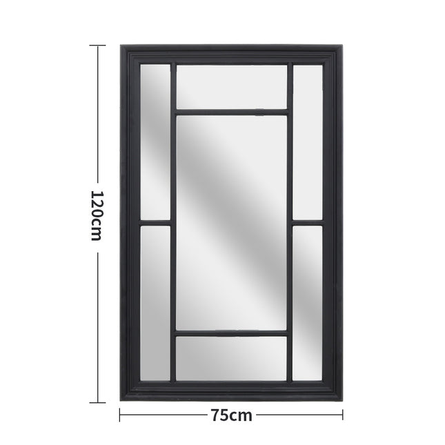 Black Large Frame Garden Wall Hanging Glass Mirror 75×120cm