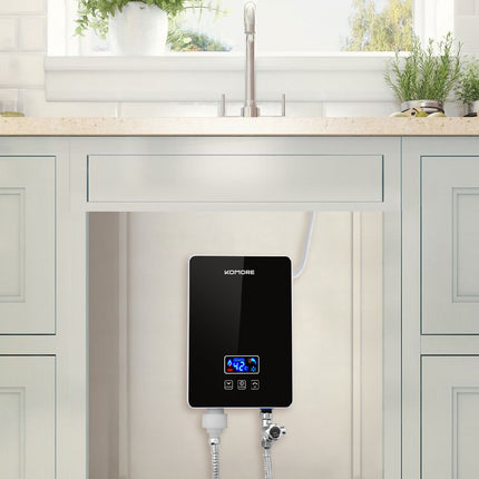 6kW Electric Instant Hot Water Heater Tankless with Shower Kit Black