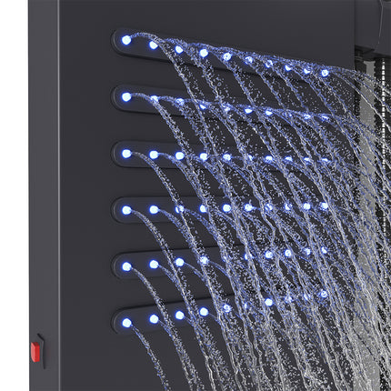 LED Shower Panel Bathroom Tower with 2 Jets Black 121cm H