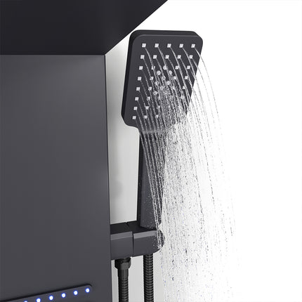 LED Shower Panel Bathroom Tower with 2 Jets Black 121cm H