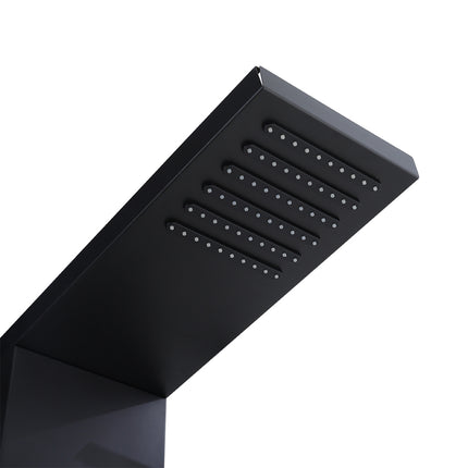 LED Shower Panel Bathroom Tower with 2 Jets Black 121cm H