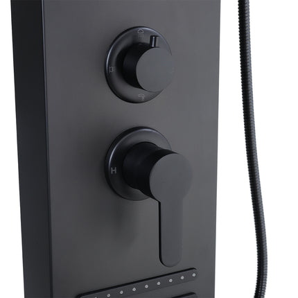 LED Shower Panel Bathroom Tower with 2 Jets Black 121cm H