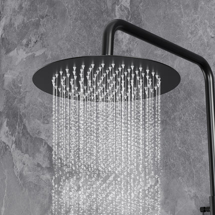 Thermostatic Round Bar Mixer Shower Set with Exposed Valve Black