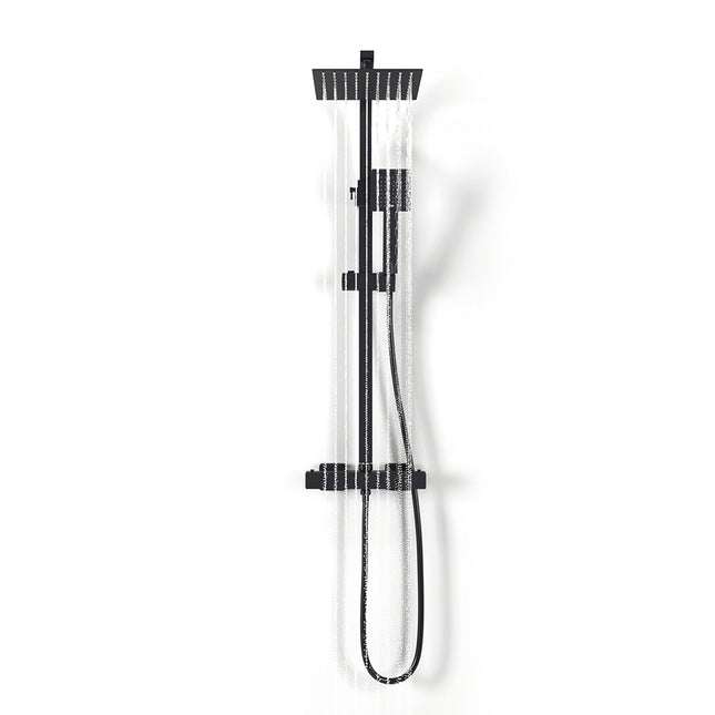 H85.8cm Matt Black Square Thermostatic Overhead Shower Kit
