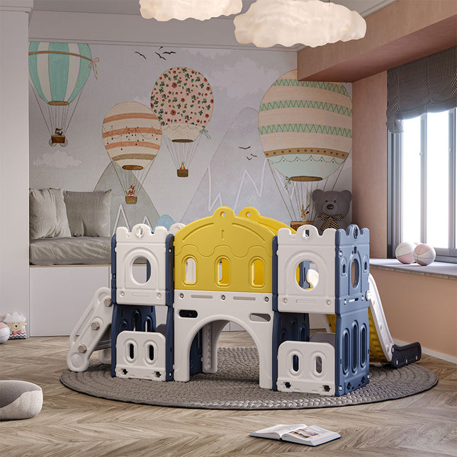 Kids Playset with Slide Basket Hoop Indoor Toddler Playground