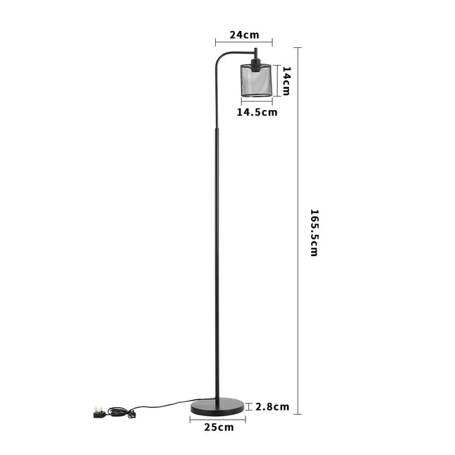 Industrial Metal Floor Light with Mesh Lampshade