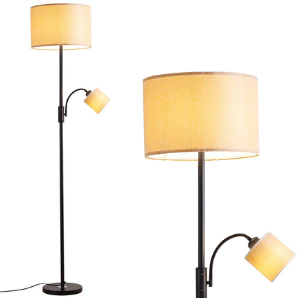 Khaki 2 Light Floor Standing Lamp with Adjustable Head Light
