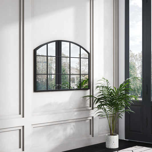 Arched Wall Mirror for Decor Modern Black Framed