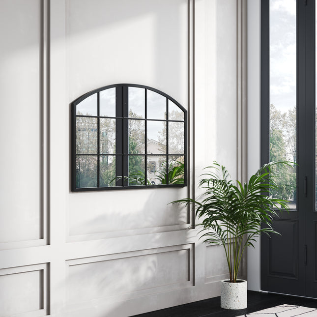 Arched Wall Mirror for Decor Modern Black Framed
