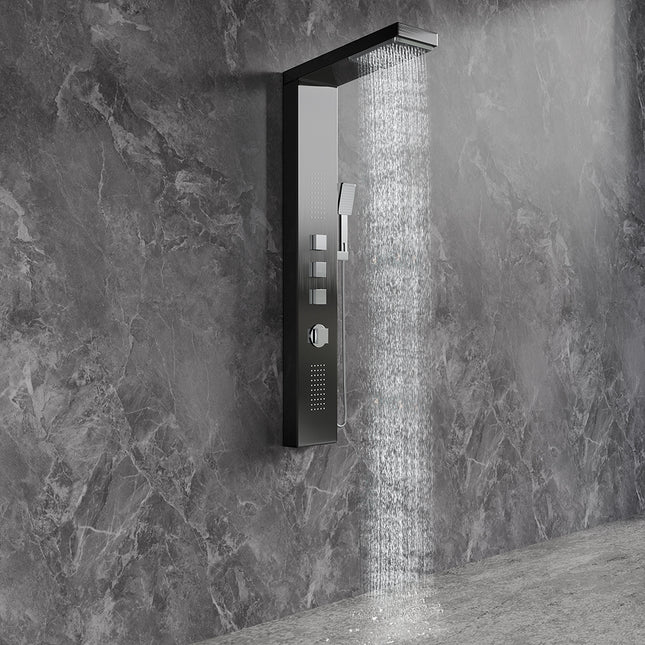 Black Stainless Steel Exposed Shower Tower Panel
