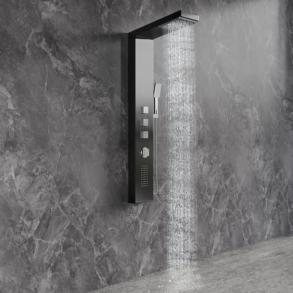 4 in 1 Thermostatic Tower Shower Panel Black