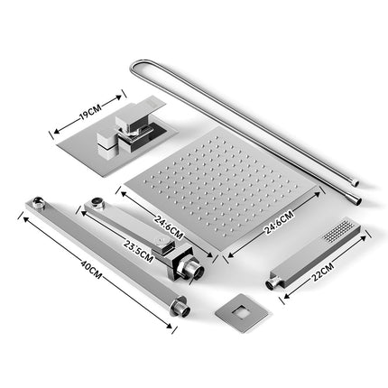 Chrome Square 3-Way Concealed Shower Mixer Set