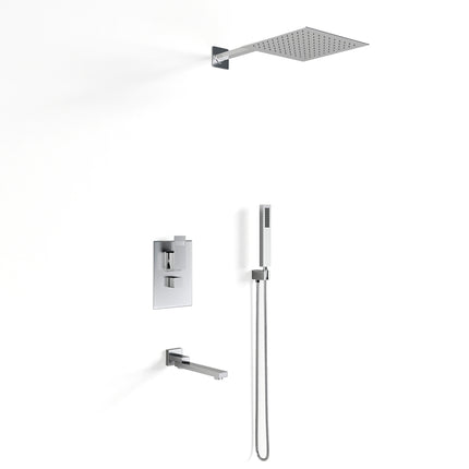 Chrome Square 3-Way Concealed Shower Mixer Set