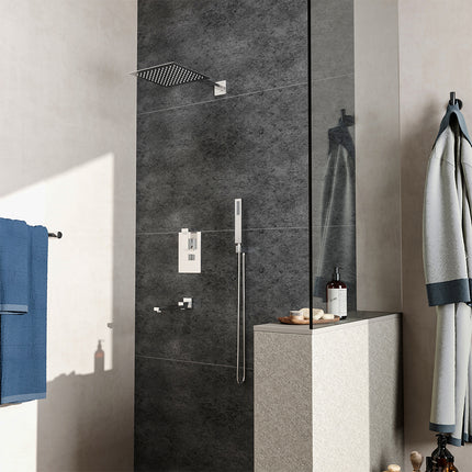 Chrome Square 3-Way Concealed Shower Mixer Set
