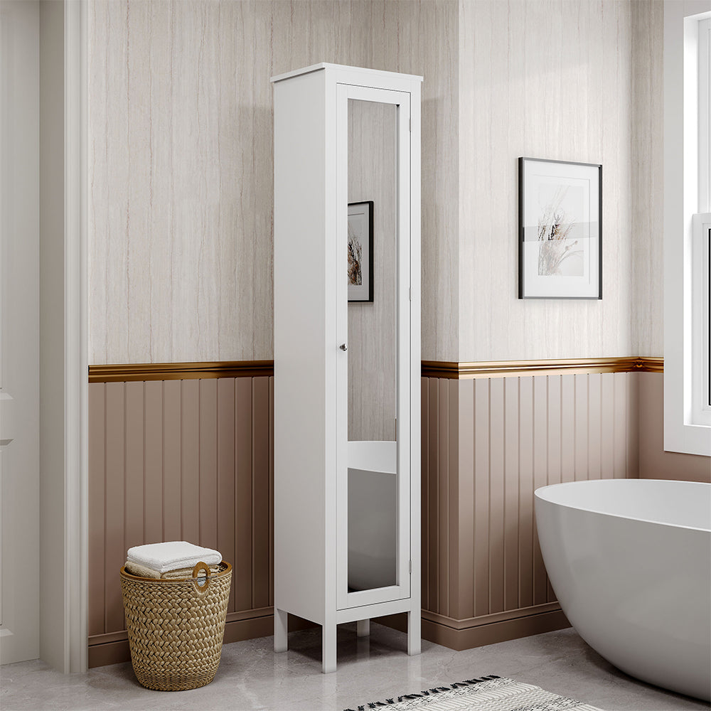 Slim White Tall Cabinet