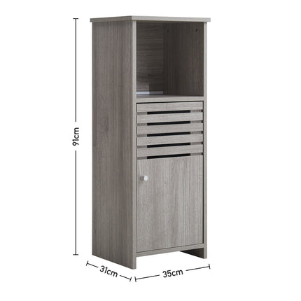Single Door Floor Cabinet with Open Shelf 350 x 910mm