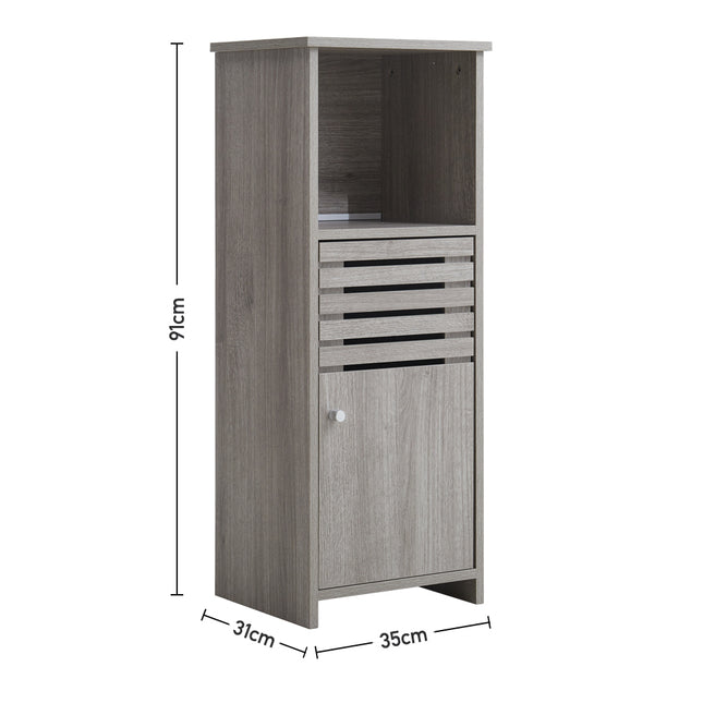 Single Door Floor Cabinet with Open Shelf 350 x 910mm