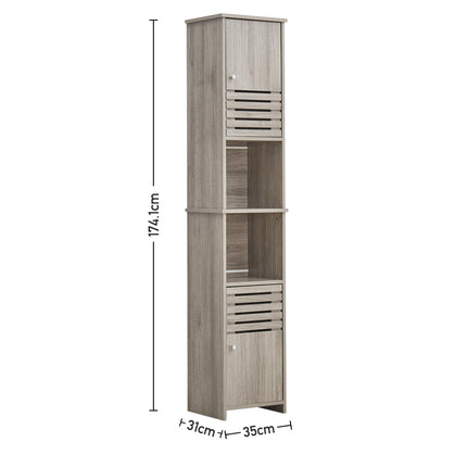 W35 x H174cm Freestanding Slimline Cabinet with 2 Shutter Doors