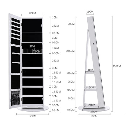 156 H Rotating Jewelry White Armoire with Mirror