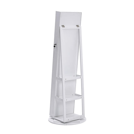 156 H Rotating Jewelry White Armoire with Mirror