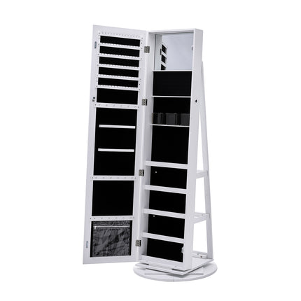 156 H Rotating Jewelry White Armoire with Mirror
