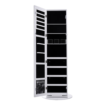 156 H Rotating Jewelry White Armoire with Mirror
