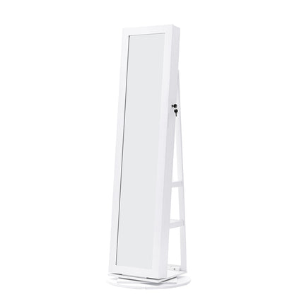 161 H Rotating Jewelry White Armoire with Mirror