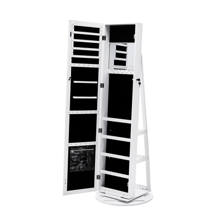 161 H Rotating Jewelry White Armoire with Mirror