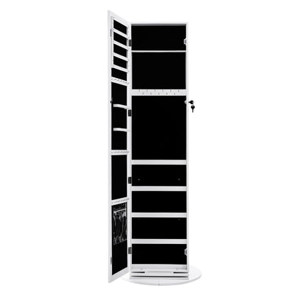 161 H Rotating Jewelry White Armoire with Mirror