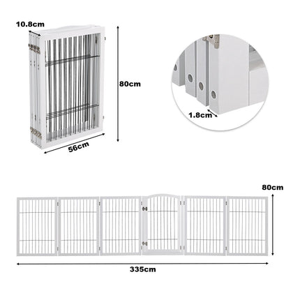 White 335cm Freestanding Wooden 6 Panel Pet Playpen