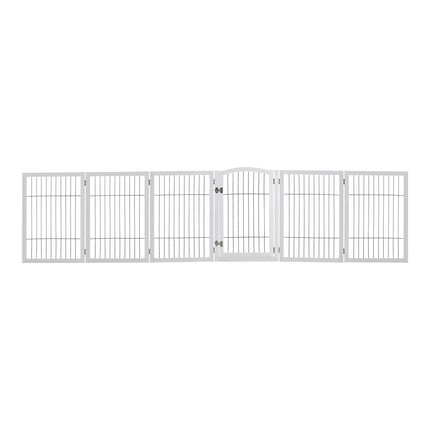 White 335cm Freestanding Wooden 6 Panel Pet Playpen