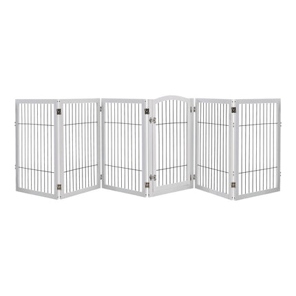 White 335cm Freestanding Wooden 6 Panel Pet Playpen