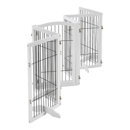 White 335cm Freestanding Wooden 6 Panel Pet Playpen