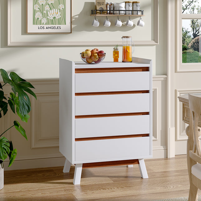 White 4 Tier Bedroom Chest Storage Cabinet 60cm
