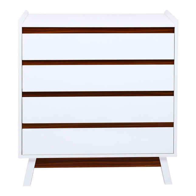White 4 Tier Bedroom Chest Storage Cabinet,80cm