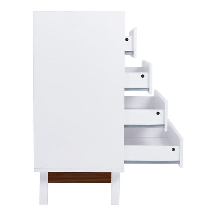 White 4 Tier Bedroom Chest Storage Cabinet,80cm