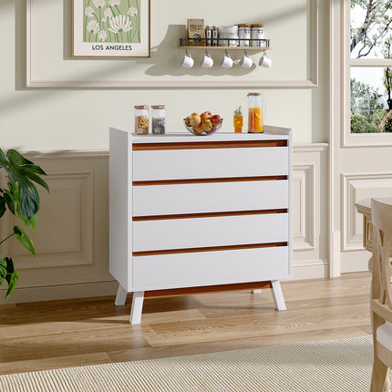 White 4 Tier Bedroom Chest Storage Cabinet 80cm
