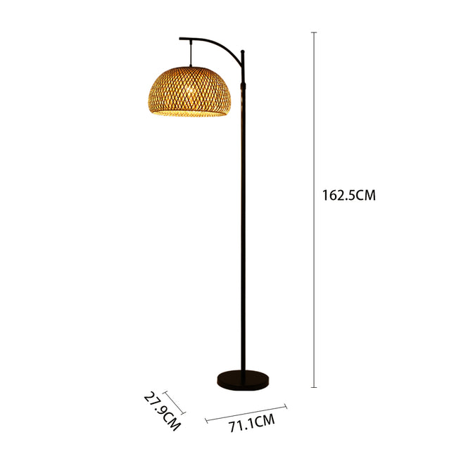 Traditional Woven Rattan Living Room Floor Lamp 162cm