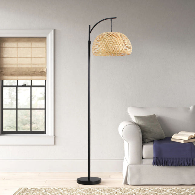 Traditional Woven Rattan Living Room Floor Lamp 162cm