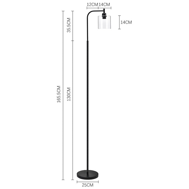 Black Minimalist Floor Lamp with Glass Lampshade