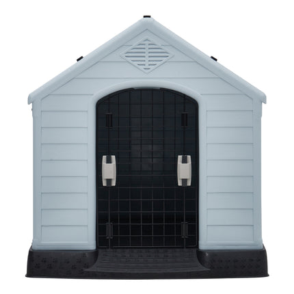 Grey Outdoor Waterproof Dog House with Air Vents and Door