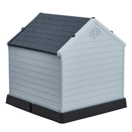 Grey Outdoor Waterproof Dog House with Air Vents and Door
