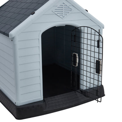 Grey Outdoor Waterproof Dog House with Air Vents and Door